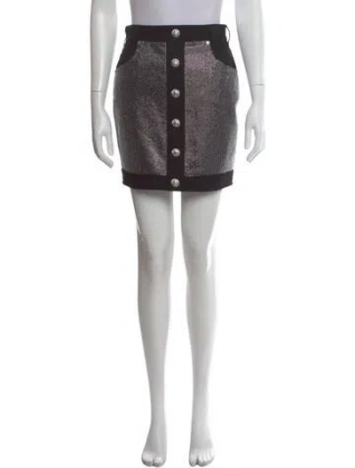 Pre-owned Balmain Graphic Print Mini Skirt In Black