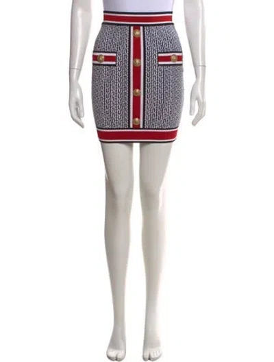 Pre-owned Balmain Graphic Print Mini Skirt In Black
