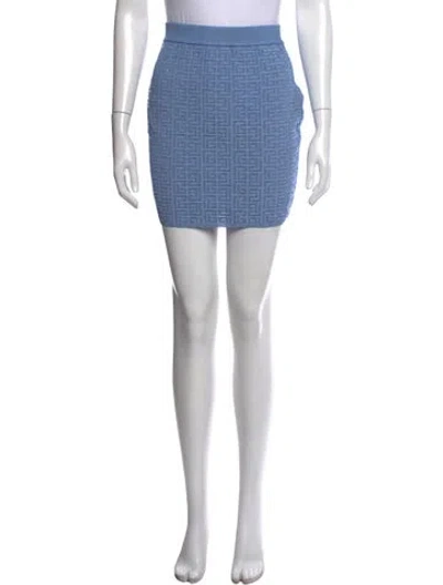 Pre-owned Balmain Graphic Print Mini Skirt In Blue