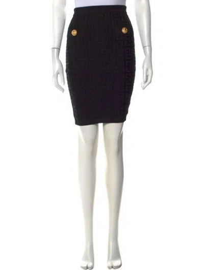 Pre-owned Balmain Graphic Print Mini Skirt W/ Tags In Black