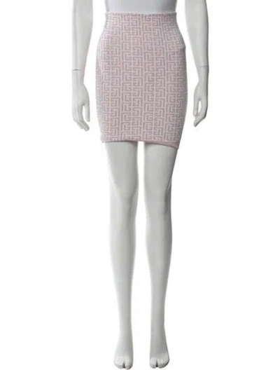 Pre-owned Balmain Graphic Print Mini Skirt In White