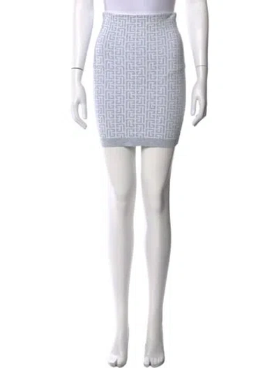 Pre-owned Balmain Graphic Print Mini Skirt In White