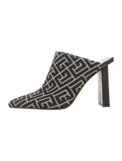 Pre-owned Balmain Graphic Print Mules In Black