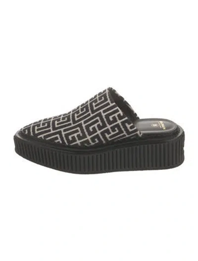 Pre-owned Balmain Graphic Print Mules In Black/white