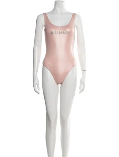 Pre-owned Balmain Graphic Print One-piece W/ Tags In Pink