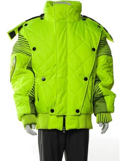 Pre-owned Balmain Graphic Print Puffer Coat In Yellow