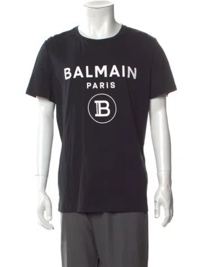Pre-owned Balmain Graphic Print Scoop Neck T-shirt In Black