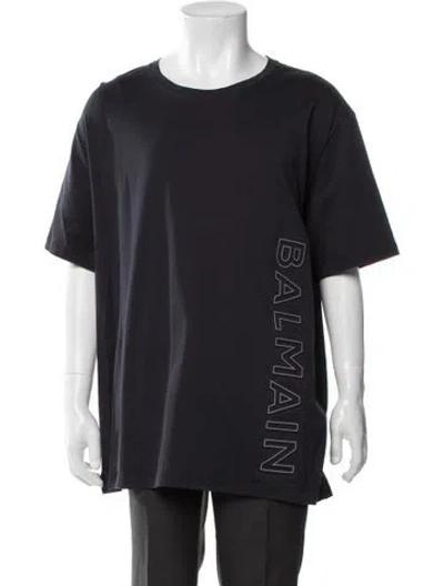 Pre-owned Balmain Graphic Print Scoop Neck T-shirt In Black