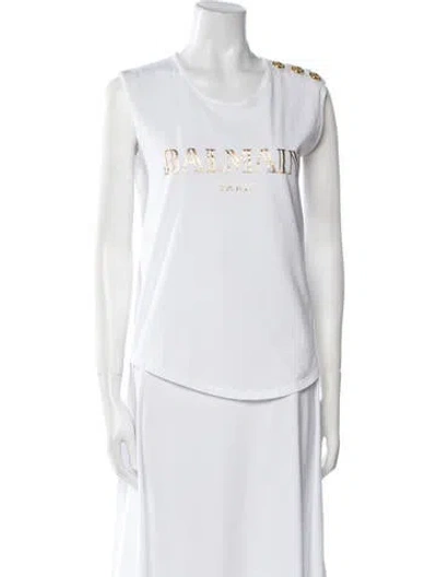 Pre-owned Balmain Graphic Print Scoop Neck T-shirt In Neutral