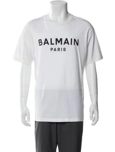 Pre-owned Balmain Graphic Print Scoop Neck T-shirt In White