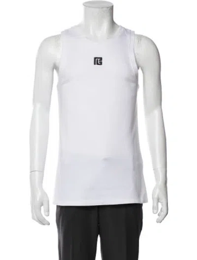 Pre-owned Balmain Graphic Print Scoop Neck T-shirt In White