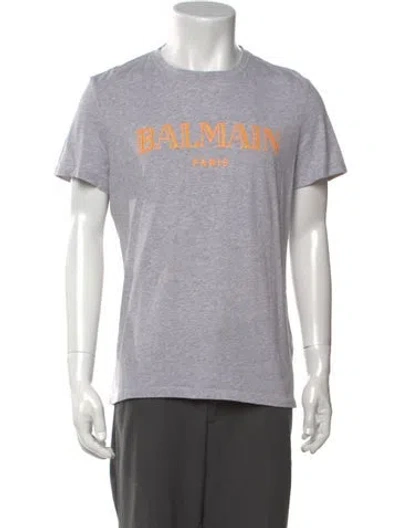Pre-owned Balmain Graphic Print Short Sleeve In Grey