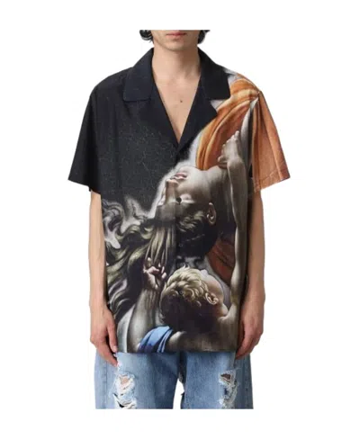 Balmain Graphic-print Short-sleeve Shirt In Black