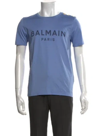 Pre-owned Balmain Graphic Print Short Sleeve Shirt In Blue