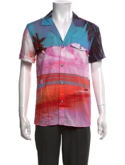 Pre-owned Balmain Graphic Print Short Sleeve Shirt In Pink