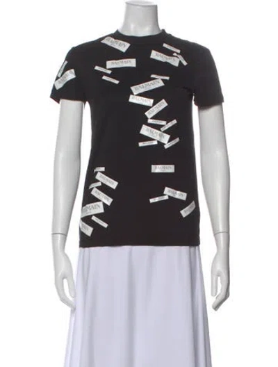 Pre-owned Balmain Graphic Print Short Sleeve Top In Black