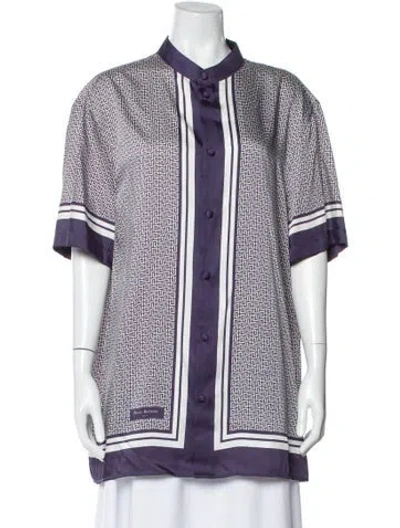 Pre-owned Balmain Graphic Print Short Sleeve Top W/ Tags In Purple