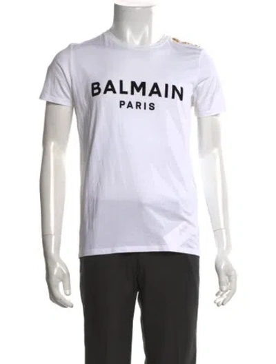 Pre-owned Balmain Graphic Print Short Sleeve In White