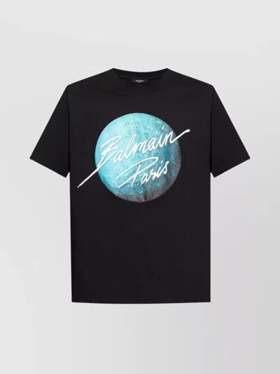 Balmain Graphic Print Short Sleeves T-shirt In Black