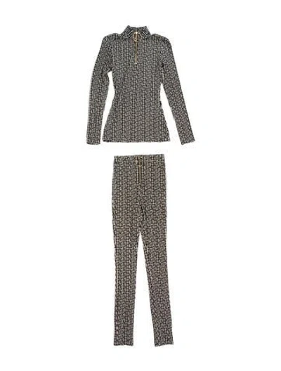 Pre-owned Balmain Graphic Print Skinny Leg Pants In Black