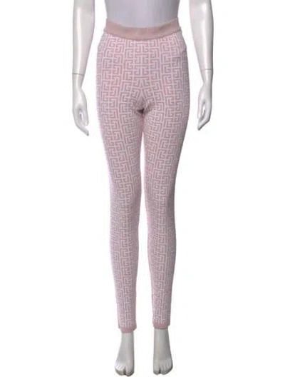 Pre-owned Balmain Graphic Print Skinny Leg Pants In Purple
