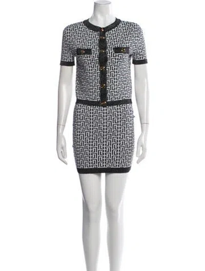 Pre-owned Balmain Graphic Print Skirt Set In Black