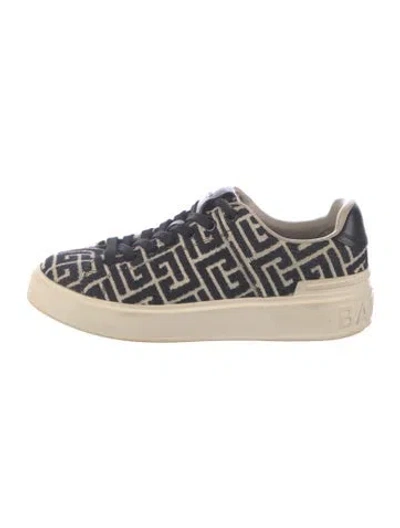 Pre-owned Balmain Graphic Print Sneakers In Black