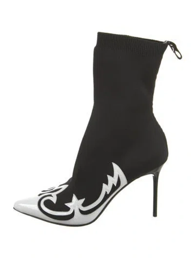 Pre-owned Balmain Graphic Print Sock Boots In Black