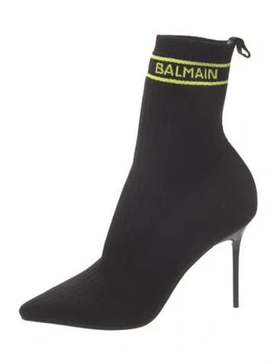 Pre-owned Balmain Graphic Print Sock Boots W/ Tags In Black