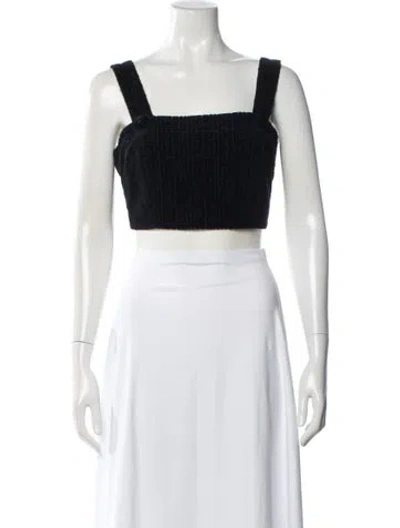 Pre-owned Balmain Graphic Print Square Neckline Crop Top In Black