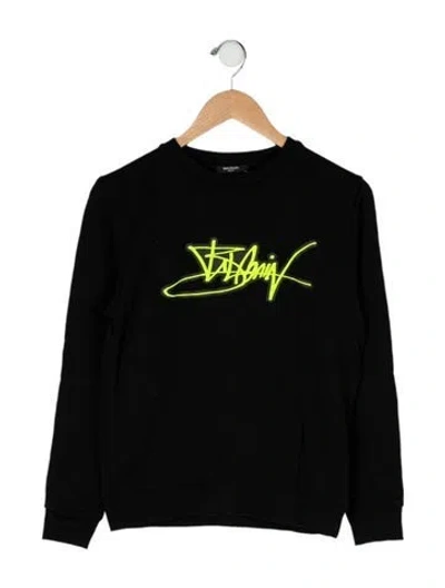 Pre-owned Balmain Kids' Graphic Print Sweatshirt In Black/yellow