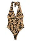 Balmain Graphic-print Swimsuit In 黑色