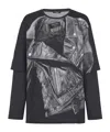 Balmain Motorcycle Jacket Printed Long-sleeved T-shirt In Black