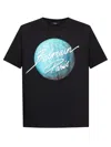 Balmain Logo And Planet Print T-shirt In Schwarz