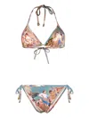 Balmain Graphic-print Triangle-cup Bikini In Blau