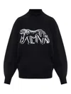 Balmain Graphic-print Turtleneck Sweater In Black
