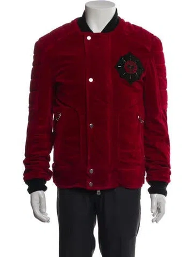 Pre-owned Balmain Graphic Print Utility Jacket In Red