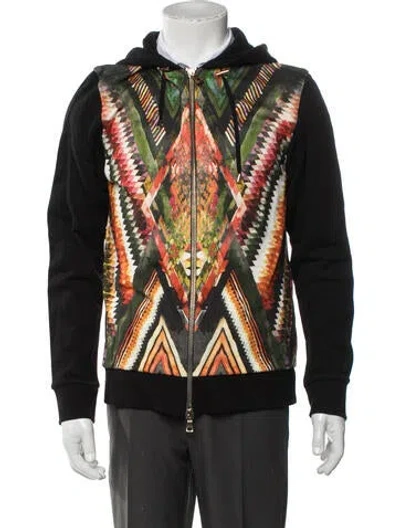 Pre-owned Balmain Graphic Print V-neck Hoodie W/ Tags In Black