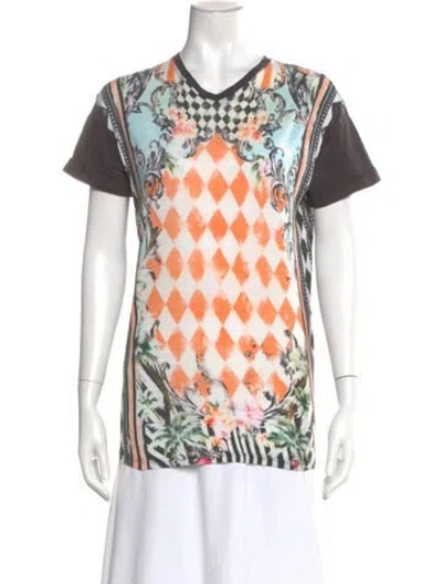Pre-owned Balmain Graphic Print V-neck T-shirt In White