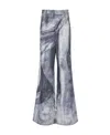 Balmain Graphic-print Wide-leg Jeans In Gray