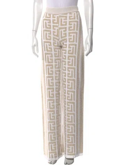 Pre-owned Balmain Graphic Print Wide Leg Pants In Neutral