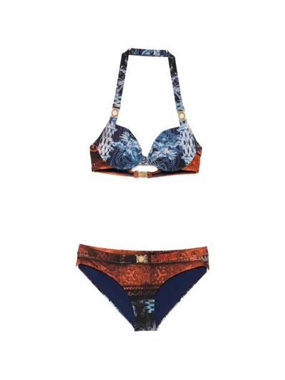 Balmain Graphic-print Halterneck Bikini In Multi
