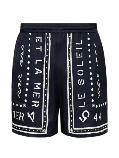 Balmain Graphic-print Shorts In Blue