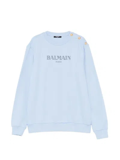 Balmain Kids' Graphic-print Sweatshirt In Blue