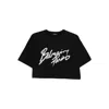 Balmain Black Round Neck Logo Detail Crop T-shirt In Black