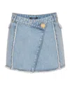 Balmain Asymmetric Mini Denim Skirt In Gray