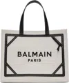 Balmain Gray & Black Medium Raffia B-army Tote