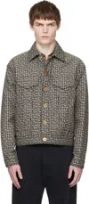 Balmain Jacquard Monogram Jacket Puffer Jackets Black In Black