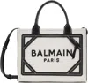 Balmain Gray & Black Small Raffia B-army Tote