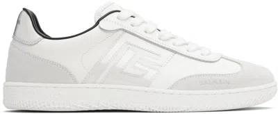 Balmain Gray & White Suede '' Swan Sneakers In Gce Blanc/transparen